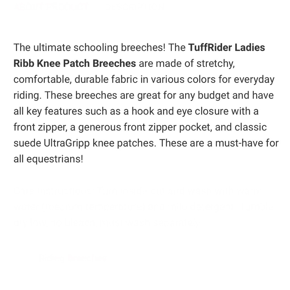 TuffRider Ribb Knee Patch Breeches - Picture 16 of 16